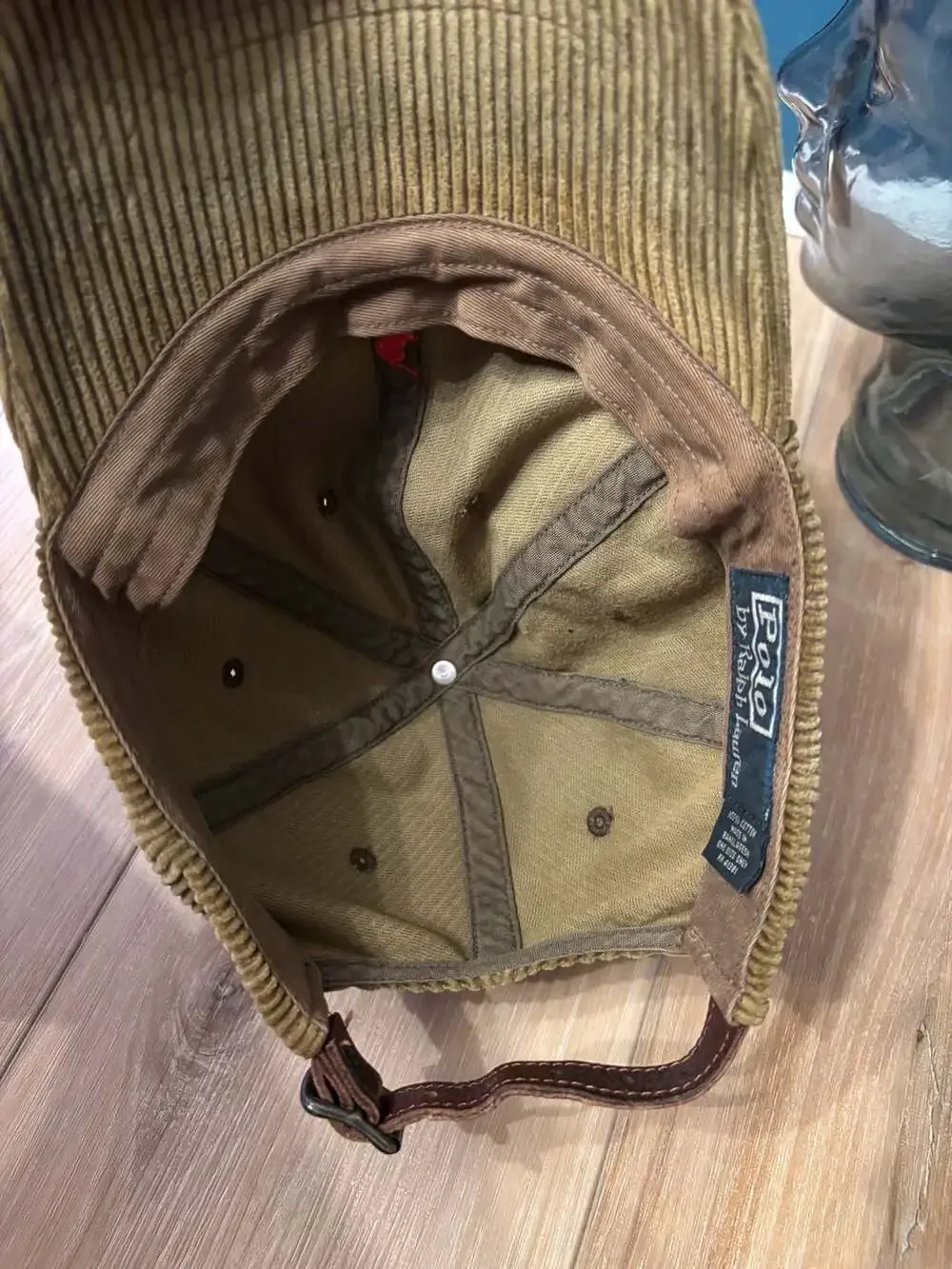 Polo Ralph Lauren Vintage Corduroy Baseball Cap with Leather Strap
